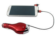 Cable retráctil dual del micrófono USB del cargador del coche de los teléfonos móviles del alto rendimiento